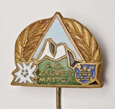 🔴CROATIA  Mountaineering Club ZAGREB MATICA vintage enameled pin badge KASUN🔴