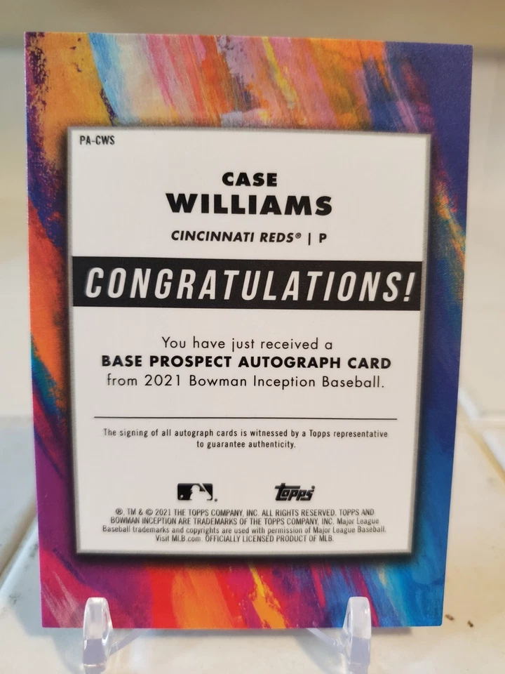 2021 Bowman Inception CASE WILLIAMS Autograph Gold Foil #/600 On-Card Card Auto - Image 2 of 2