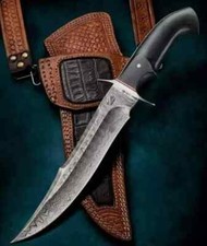 CUSTOM HANDMADE DAMASCUS STEEL BLADE MICARTA HANDLE BOWIE KNIFE HUNTING SURVIVAL
