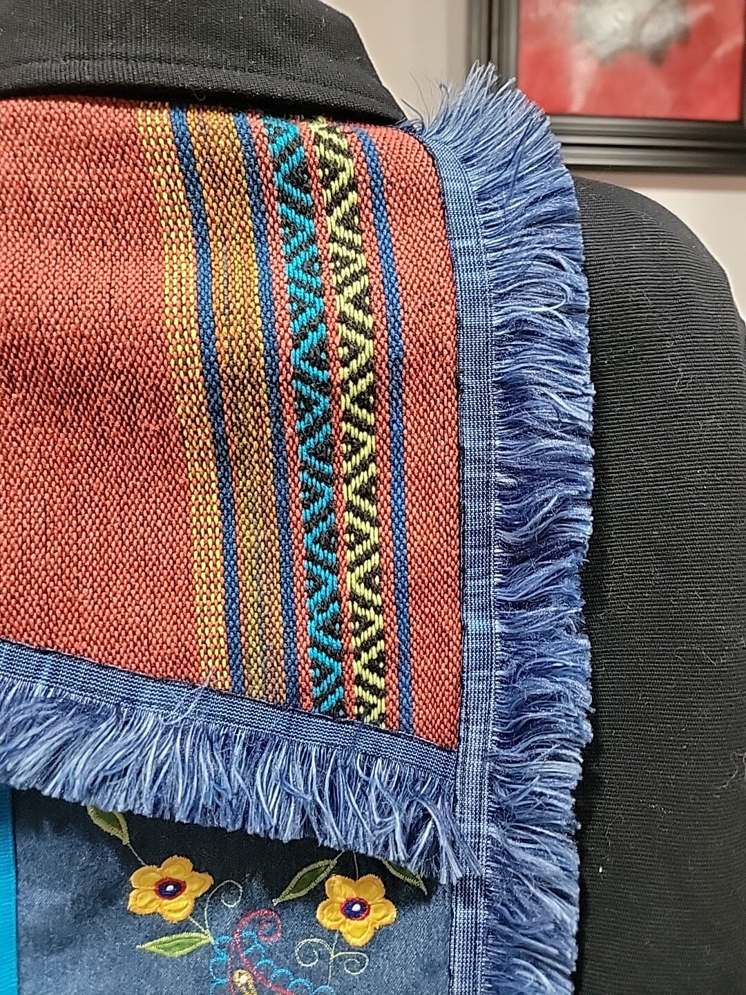 Indigo Moon Patchwork Jacket Size L Embroidered B… - image 9