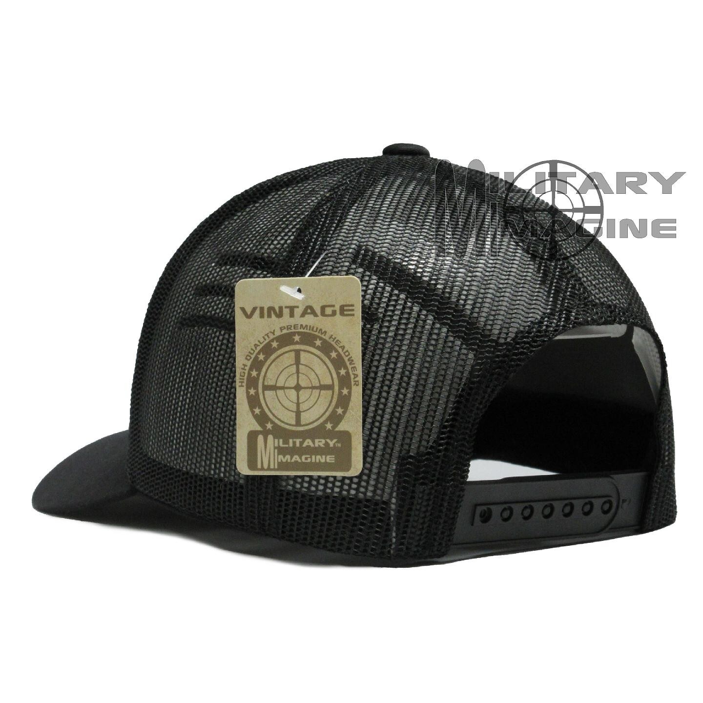 American Flag hat Black / Black cap US Trucker Mesh Tactical Operator Snapback