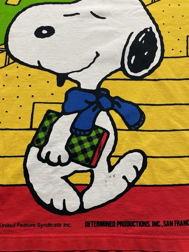 Vintage Snoopy AOP Custom Bedsheet Shirt XL Open Neck Vintage Peanuts 1958 - Picture 8 of 9