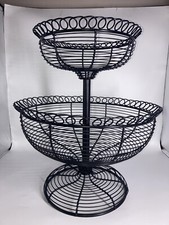 Black Metal Wire Basket 2 Tier Metal Wire Gorgeous For Kitchen