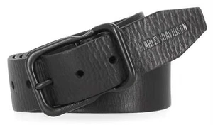 Harley-Davidson Ceinture en cuir texturé pour hommes – noir