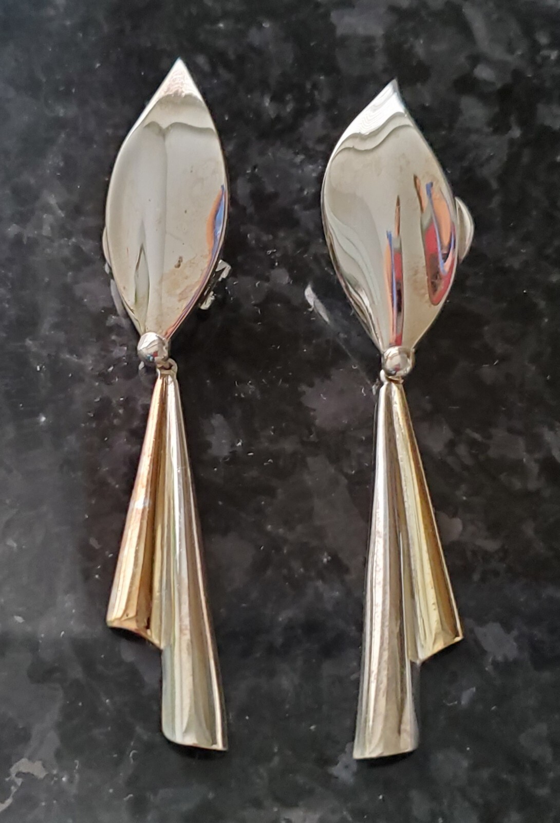 Unique Modern Designer Silver Dangle Earrings - image 1