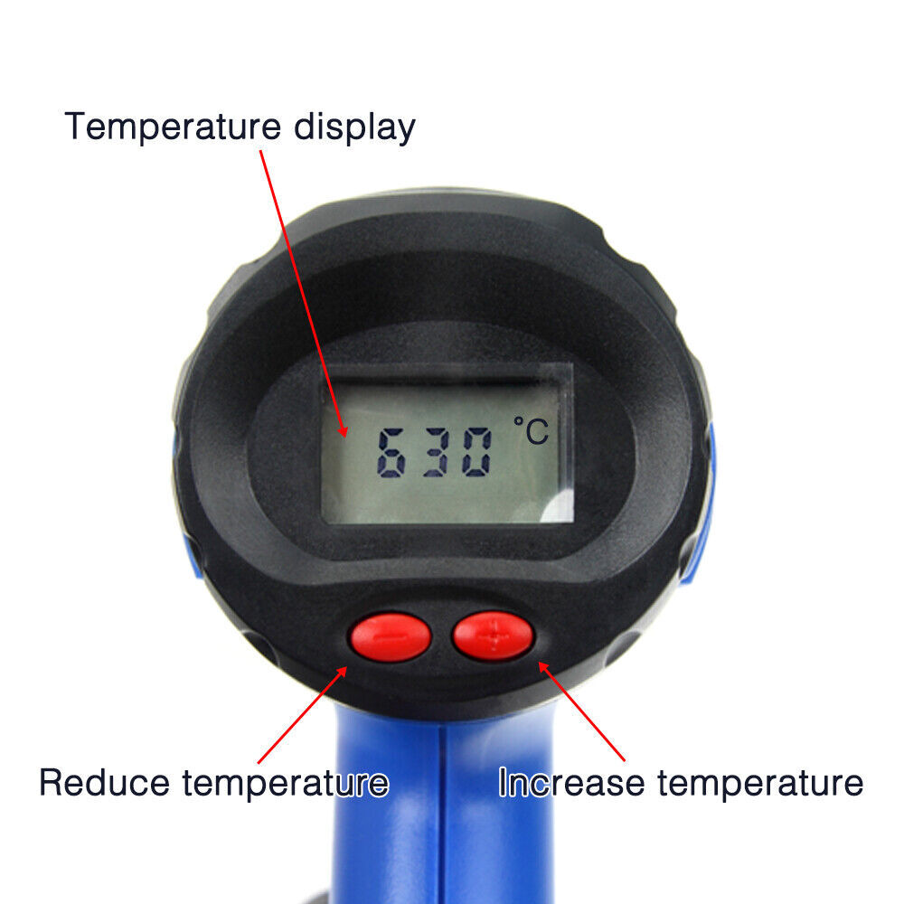Electric Heat Gun Adjustable Temperature Hot Air Heating Tool Digital