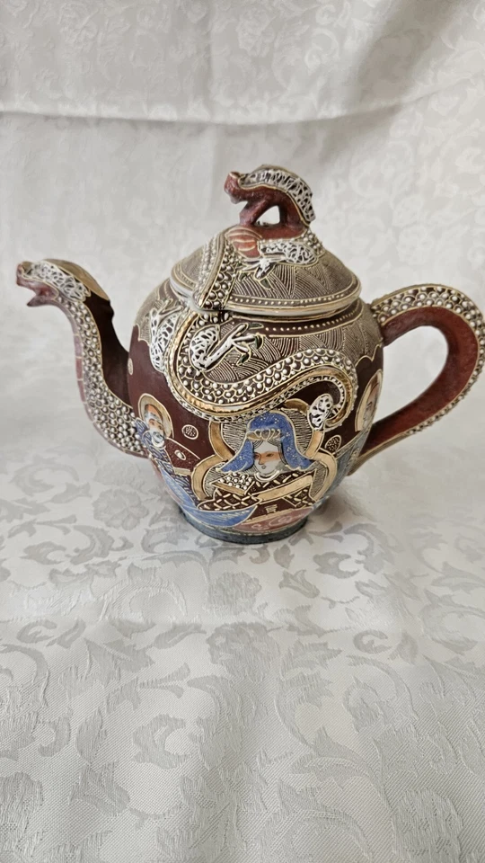 Vintage Japanese Porcelain Ceramic Kutami Meijyo China, Dragon Ware Tea Set - Image 4 of 4