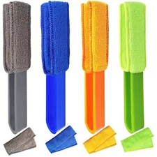 4 Pack Blinds Duster Window Blinds Cleaner Duster Brush With 4 Microfiber Sleeve