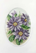 Orchidea Complete cross stitch kit - greetings card Violet flowers 6163