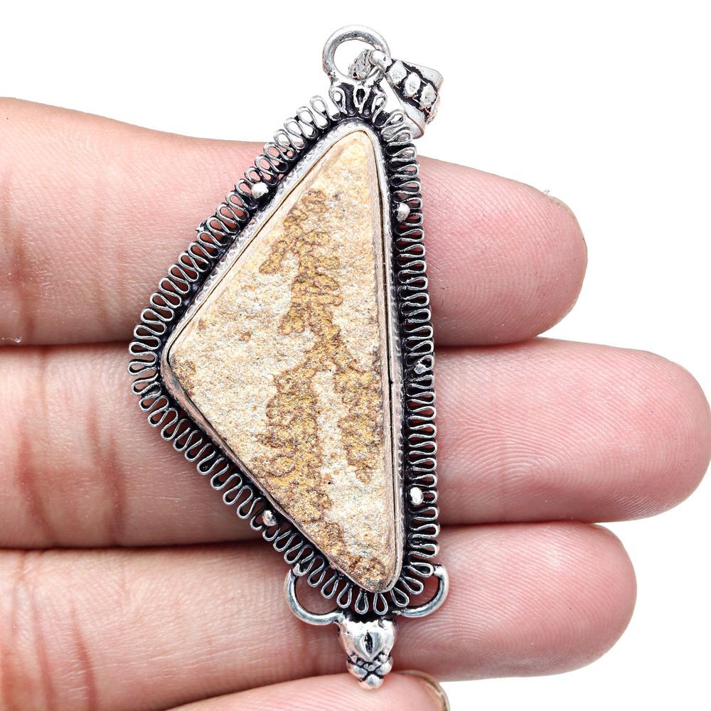 Dendritic Drusy Gemstone Necklace Handmade Jewelry Gift For Her 2.5 Inch