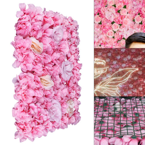 12x Artificial Flower Wall Panels Rose DIY for Wedding Party Decor 60x40cm Pink