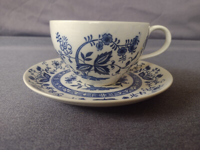 Vintage Blue Onion Underglaze Japan  Tea / Coffee Cup with Saucer