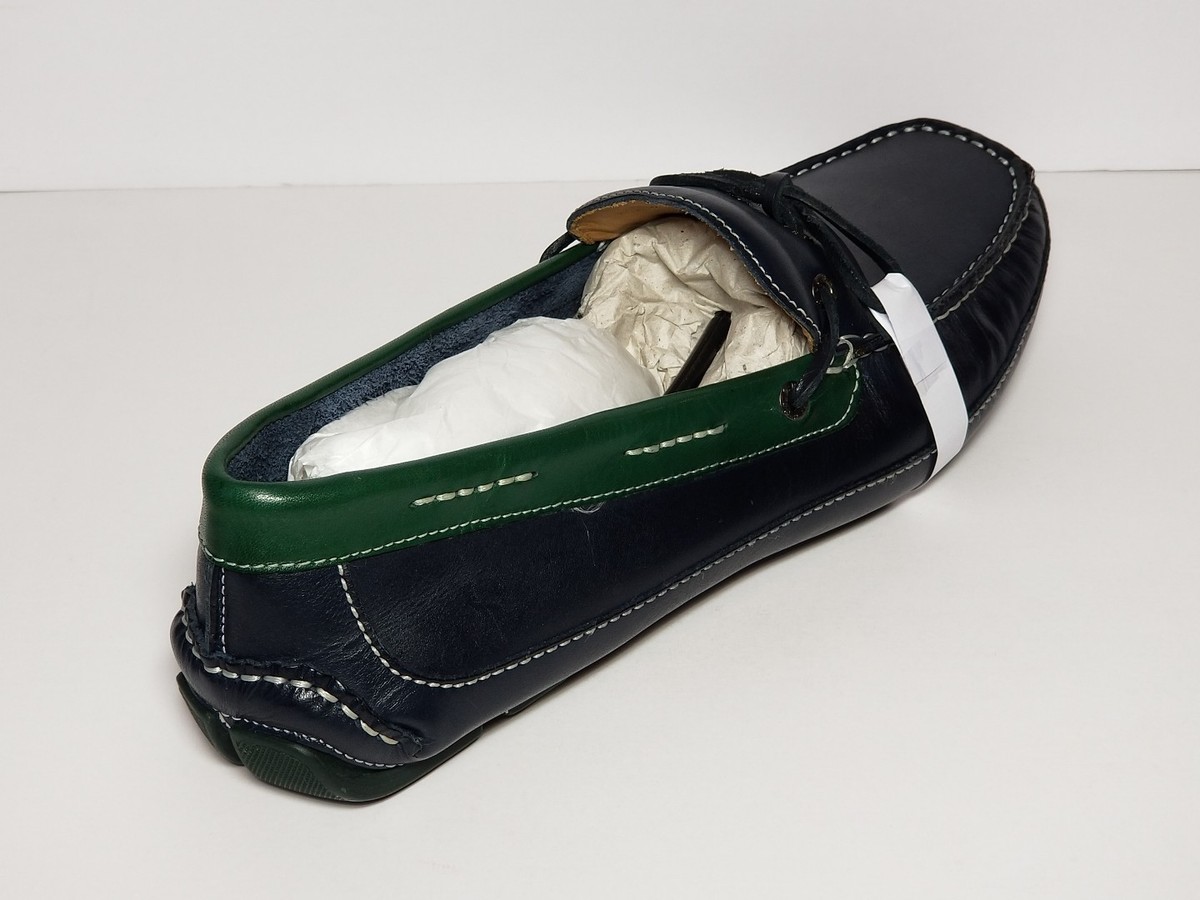 G. H. Bass Pisa Men’s Size 11 M Navy Green 0148-2729-400 Loafers Boat Shoes Mens 9.5 M GH Bass Shoes Blue Fabric Gray Leather Boat Deck  main image 3