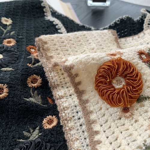 Spring Women Handmade Crochet Vintage Jacquard Crochet Vest Waistcoat Tops - Picture 10 of 16