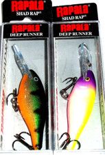 Rapala SR-6 Shad Rap Crankbaits (Lot of 2-Perch/Moldy Fruit)
