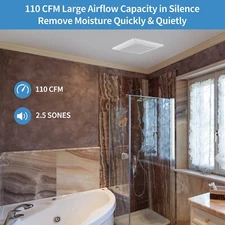 Bathroom Fan 110 CFM Energy-Saving Household Bath Vent Extractor Very Quiet