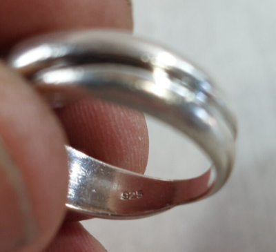 Bague Vintage En Argent Massif - Décor Strass/zircon - Taille 59 - Occasion Bon état