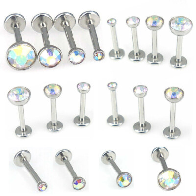 AB Push Pin Nose Ring Silver Stud Earring Helix 18G 16G 2-4mm Rings Threadless