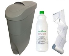 KIT Sanitary Waste GREY Bin Ladies + Liners Feminine Hygiene Disposal Sani bin