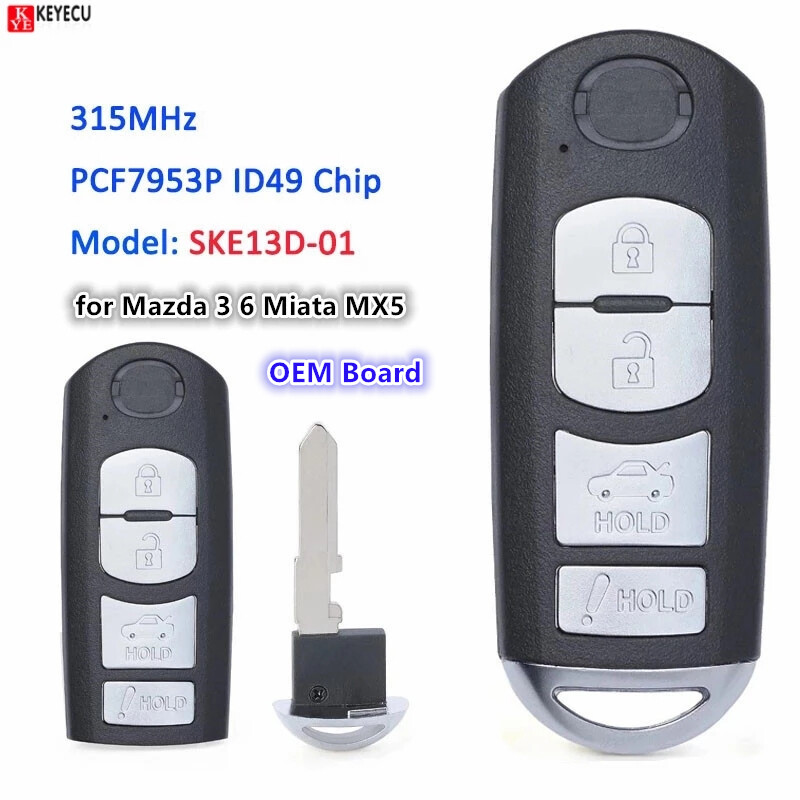 Smart Remote Car Key Fob For 2014-2018 Mazda 3, 6 & 2016-2019 MX-5 Miata – SKE13D-01