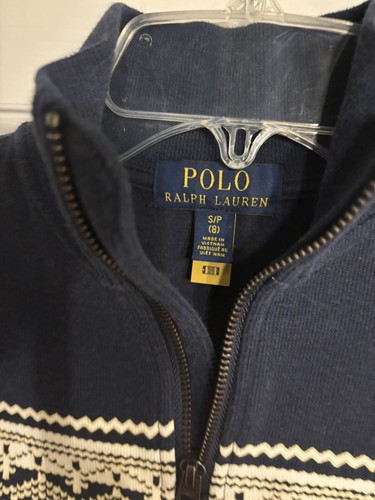 Polo Ralph Lauren youth size 8, 1/4 Zip Nordic Snowflake Sweater Christmas - Picture 3 of 4