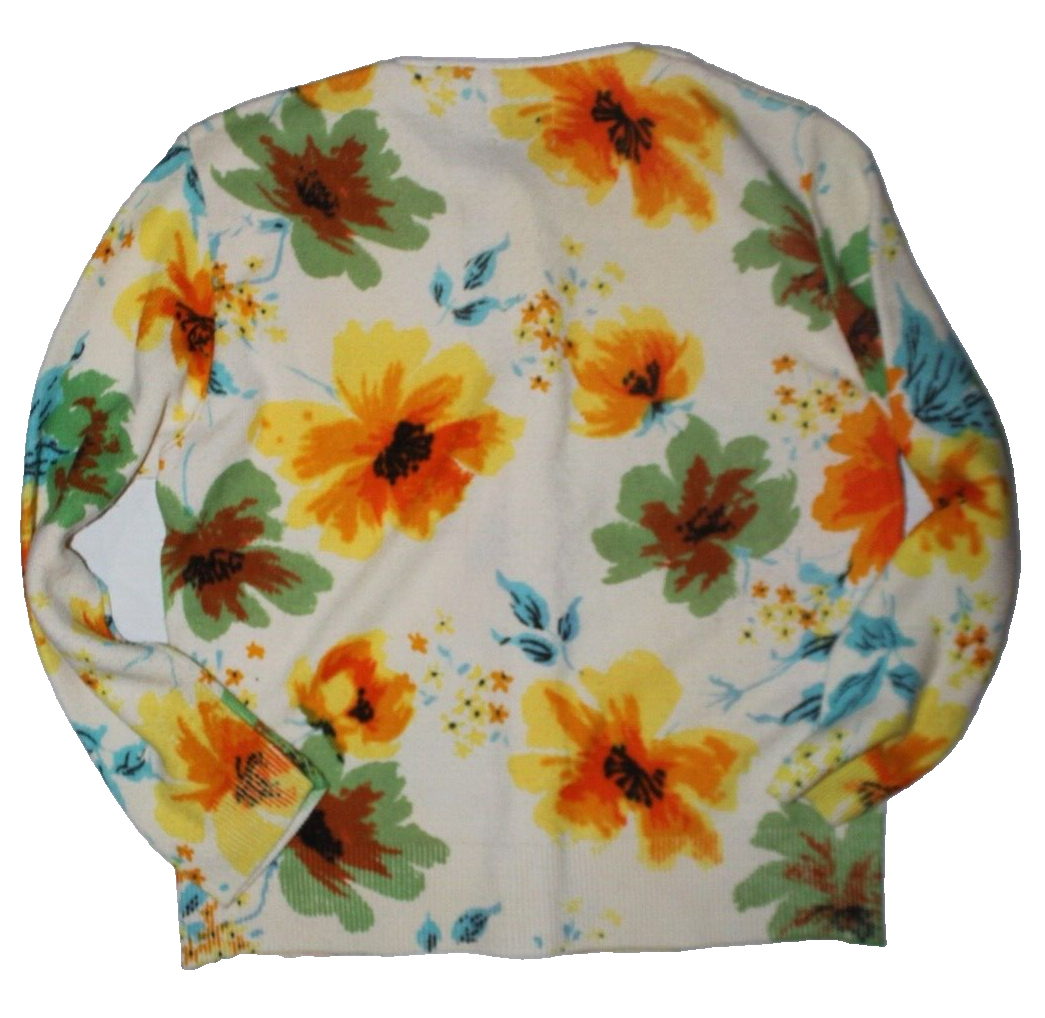 SAINT LAURENT Saint Ste. Laurent maglione cardigan vintage piccolo colorato floreale orlon acrilico