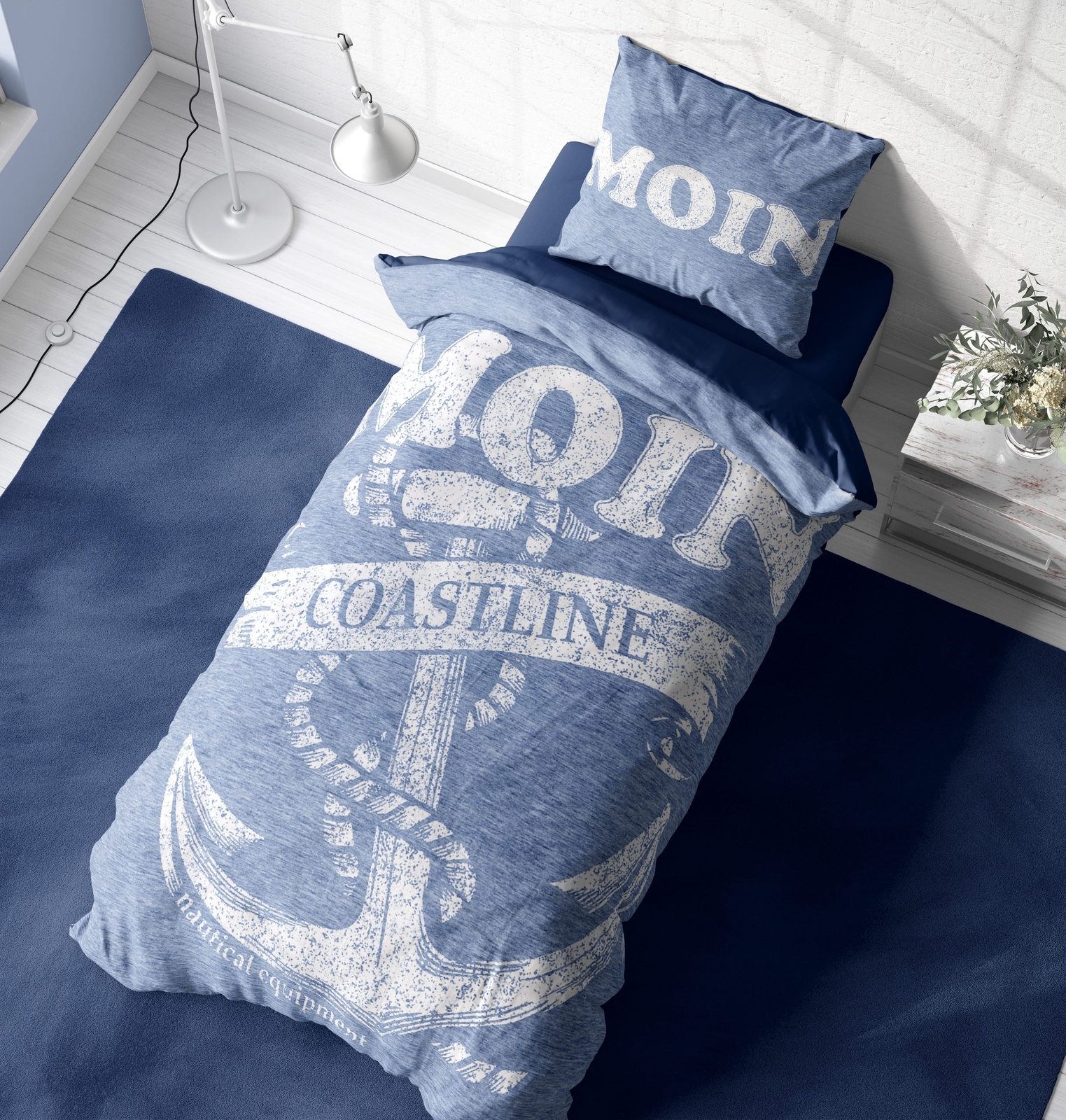 Felpa Uomo Neverless Moin Nord – Scollo Rotondo Con Ancora E Scritta – Blu Navy XL