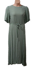 M&S Collection Women Midaxi Column Dress Side Insert size 20 Long Belt Green Mix