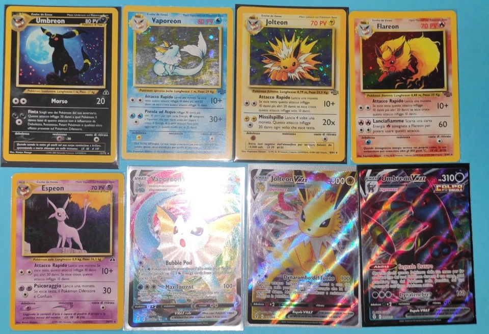 Lotto POKEMON A TEMA *EEVEE* VINTAGE  Goldstar Shining 1st Ed Set Base holo rare