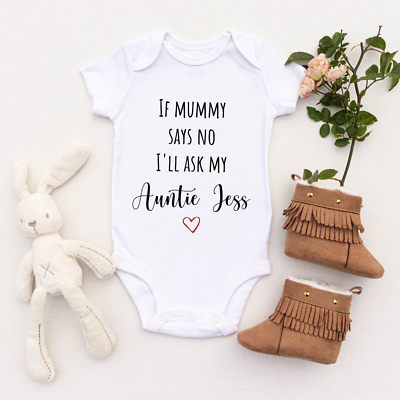 Personalised Baby Grow Auntie Baby Gift Custom Auntie Uncle Baby Grow Vest  2024