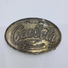 Vintage Coca Cola Brass Oval Belt Buckle 5 Cent At Fountains
