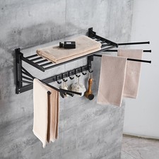 Black Towel Rack Bathroom Towel Warmer Wall Mount Towel Bar Set