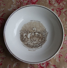 ASSIETTE CREUSE EN FAÏENCE DE DIGOIN - FABLES DE LA FONTAINE - L'ALOUETTE, ROYCO