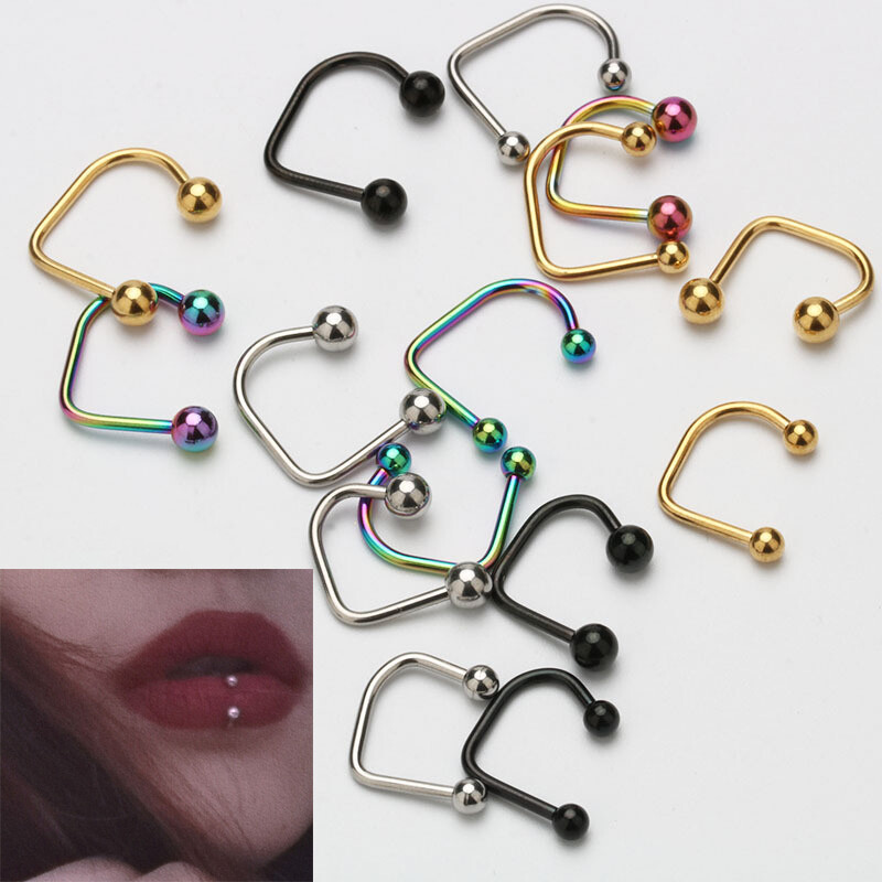 Pair stainless steel Lippy Loop Lip Ring Labret Stud body