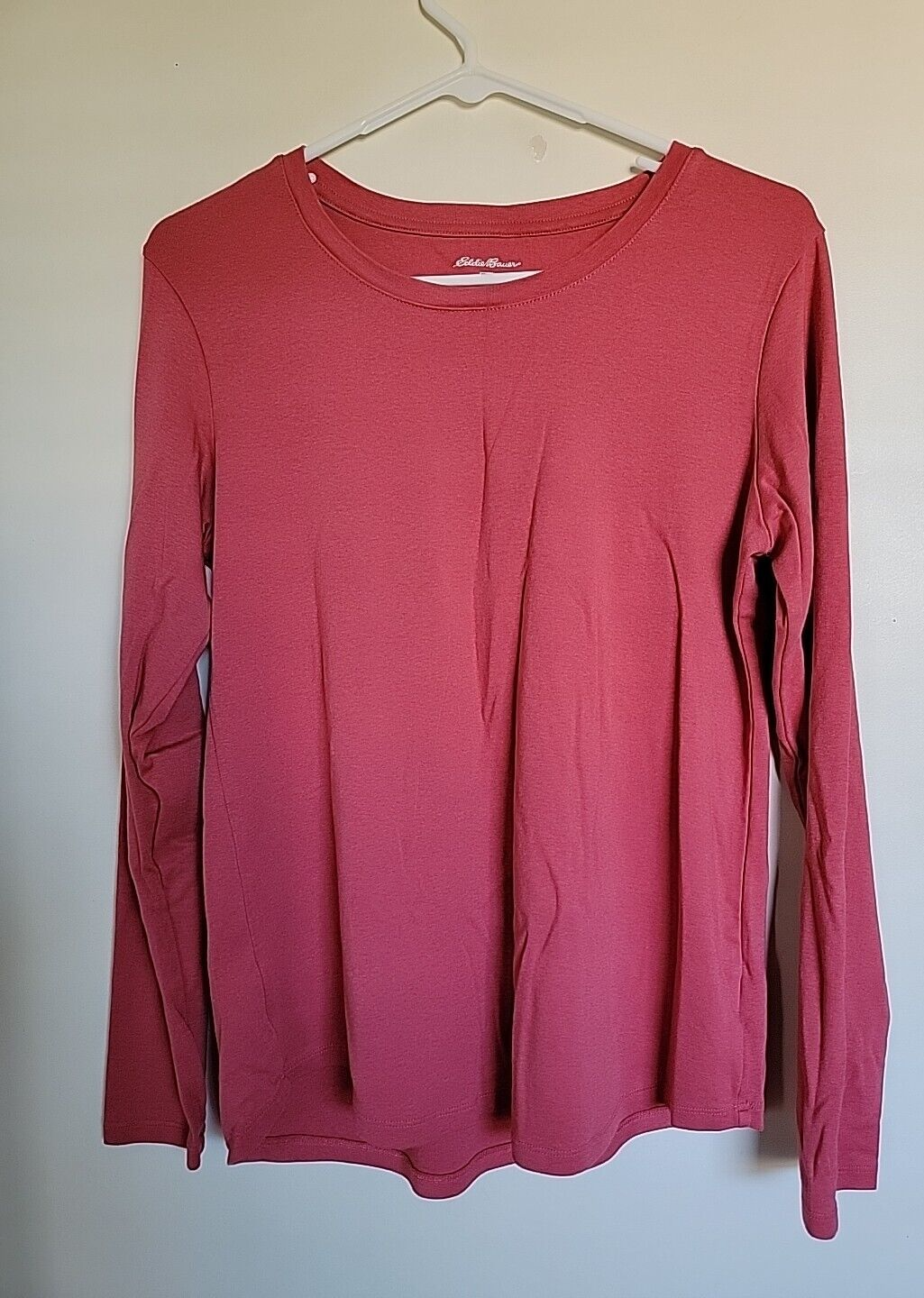 Eddie Bauer Womens Coral Cotton Blend Long Sleeve Round Neck Tee Top Casual L