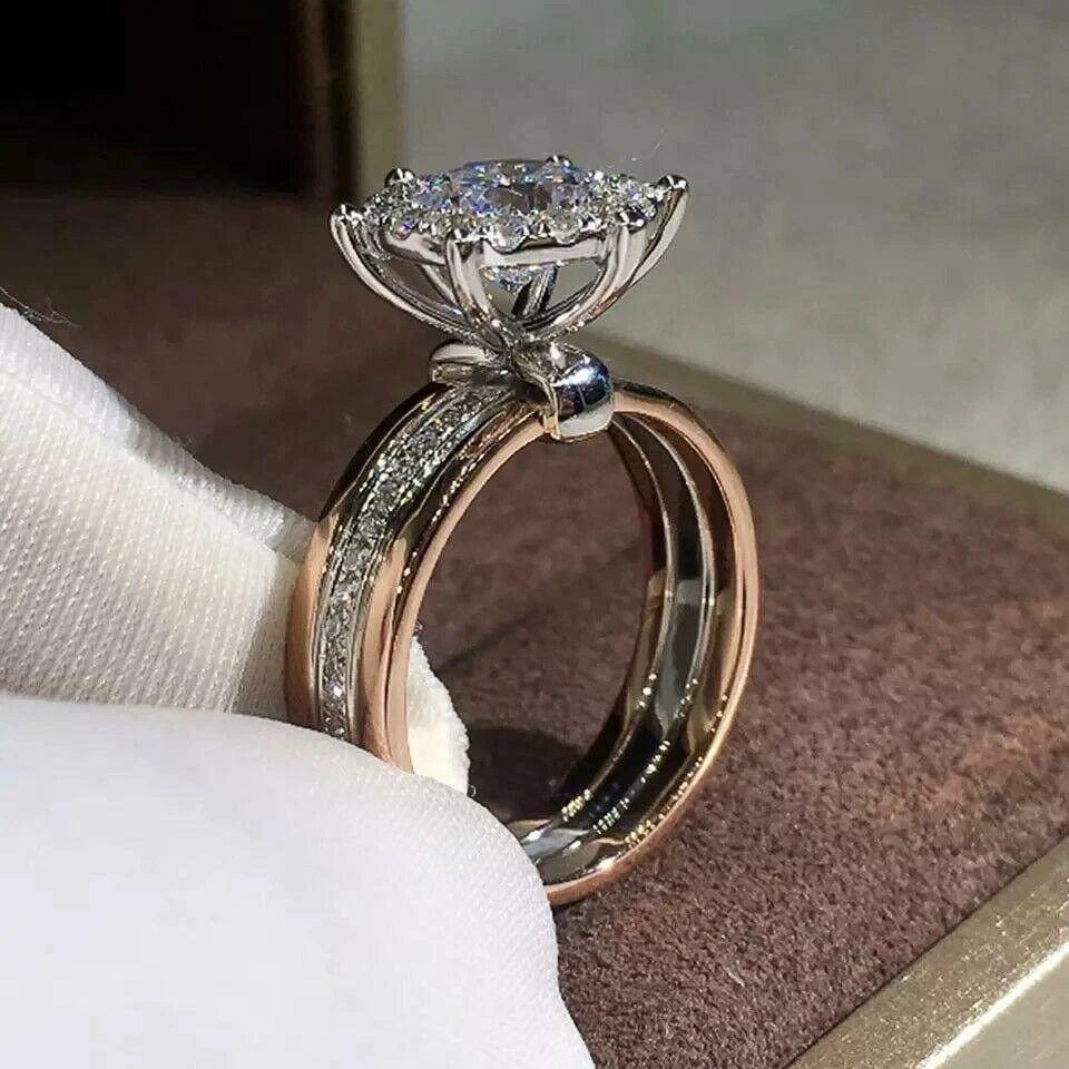 Anillos Sortijas 14k Argollas De Compromiso Matrimonio Oro Plata Boda Para  Mujer