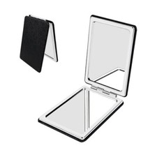 Portable Beauty Mirror with Leather Cover, 1X/2X Two-Sided Makeup Small Pocket