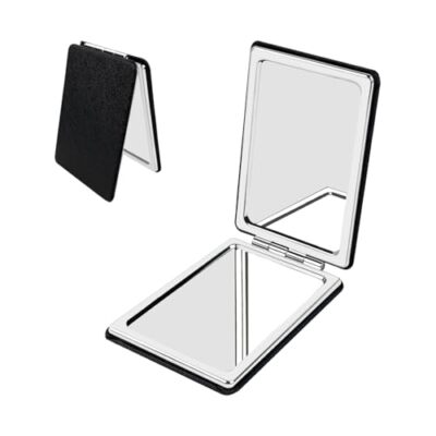 Portable Beauty Mirror with Leather Cover, 1X/2X Two-Sided Makeup Small Pocket 