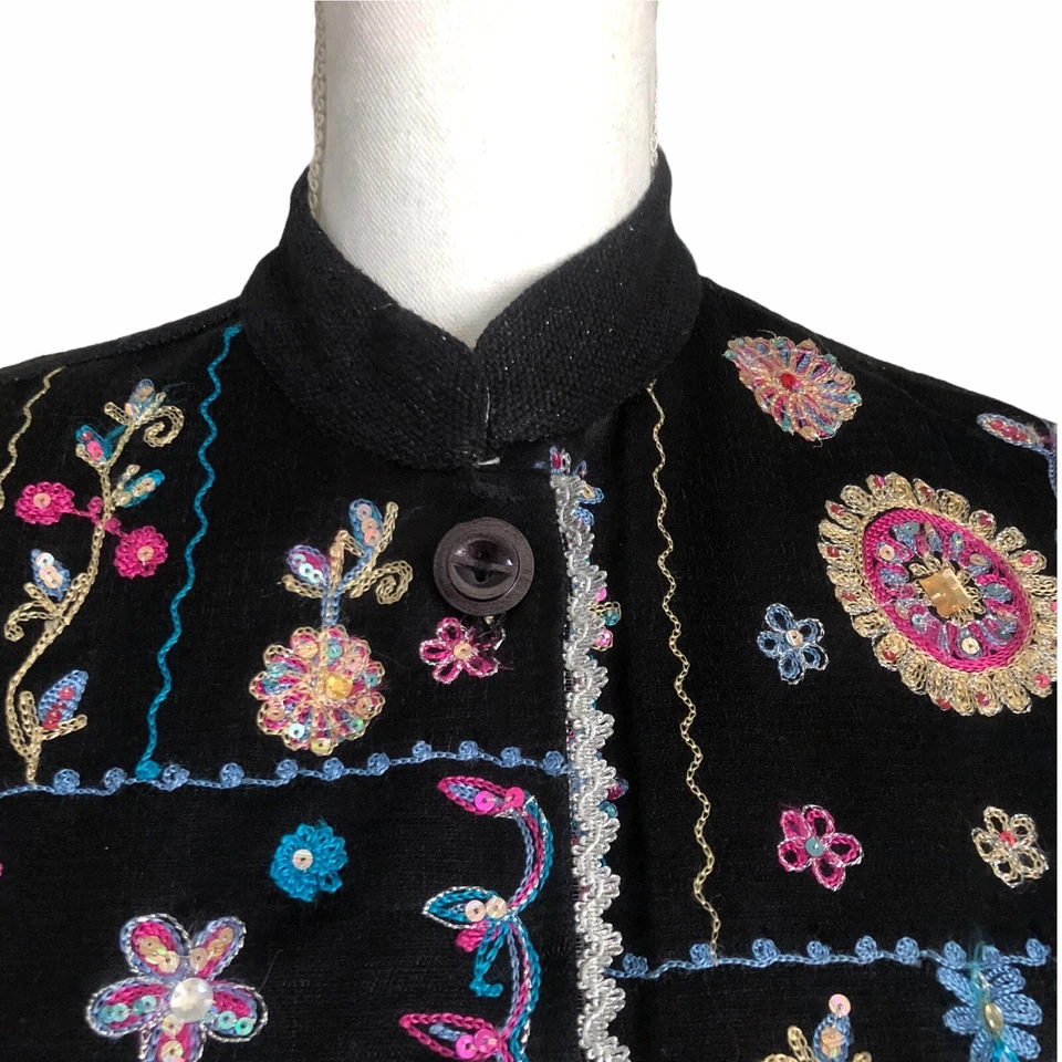 Draper & Damons маленький PS вышивка черная куртка блейзер искусство носить #3722 - Изображение 2 из 4