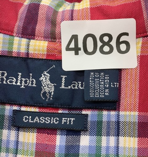 Ralph Lauren Button Up Shirt Mens Medium Classic Fit Pink Blue Plaid Preppy - Picture 12 of 13