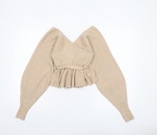 ASOS Design Women Beige Wrap Jumper UK 10 Belted Long Sleeve Knit