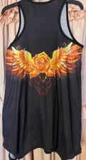 Sequined Rose Feather Flame Asymmetrical Dress Women's Sz Sm/Md