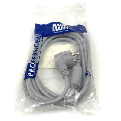 Bachmann Kaltgeräte-Zuleitung 3m grau, Winkelstecker/Kaltgerätedose, unused/OVP