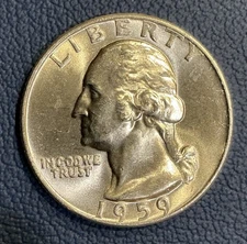 1959-D Washington Quarter 25c – Brilliant Uncirculated - 90% Silver
