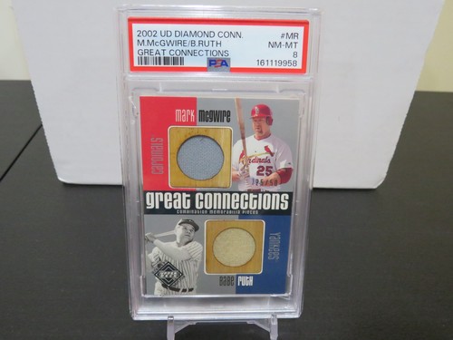 2002 BABE RUTH MCGWIRE UD DIAMOND CONN. GREAT CONNECTIONS RELIC /50 PSA 8 READ