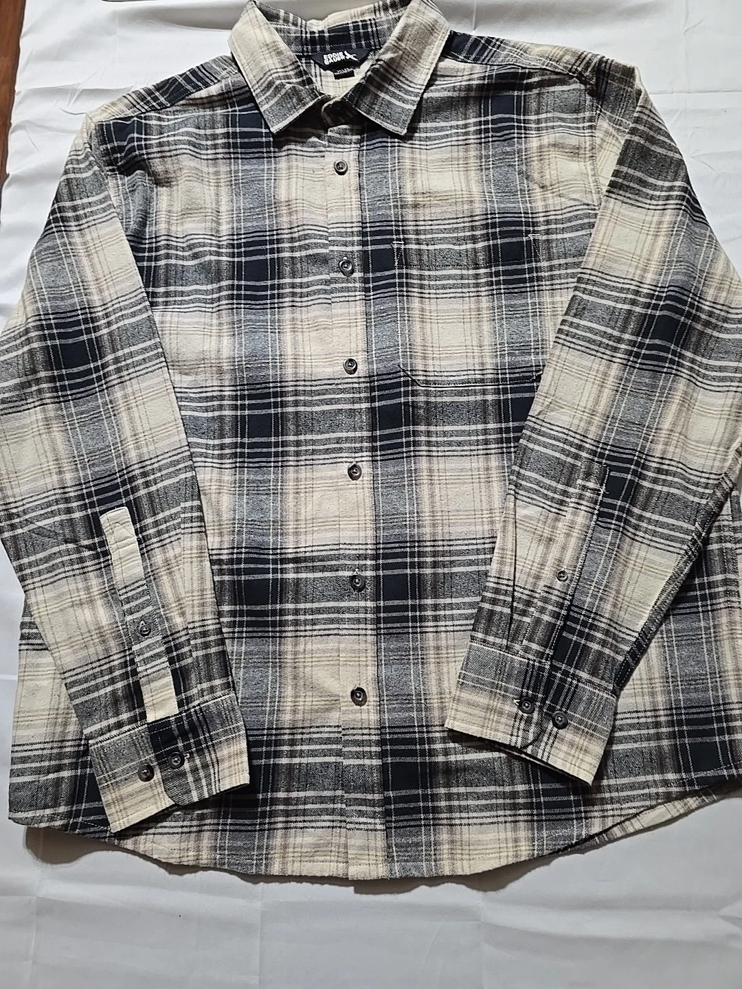 NWOT Eddie Bauer Mens Flannel grunge Plaid Button Down Long Sleeve Shirt