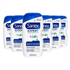 Sanex Expert Skin Health Body & Hair Kids Shower Gel 6 X 450ml - Gently Cleanses 7.70 per litre