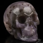 2.0" Dream Chevron Amethyst Hand Carved Crystal Skull, Realistic, Healing