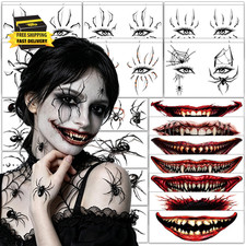 25 Sheets Halloween Face Temporary Tattoos for Women Men                