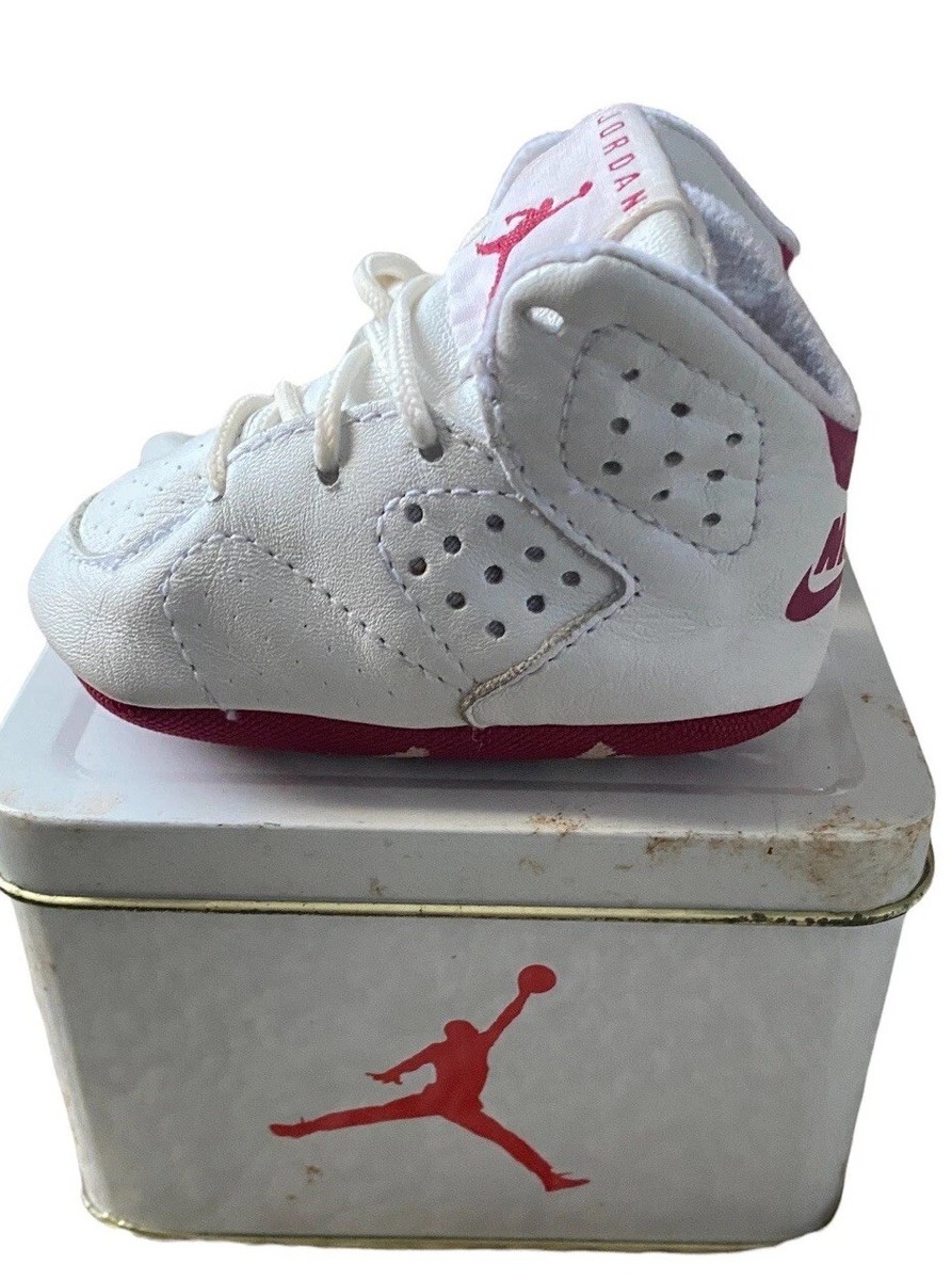 Vtg 1991 Nike Air Jordan VI 6 Baby Crib Shoes Size 2C OG Tin Box